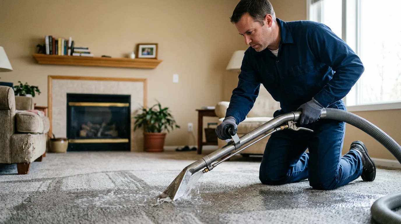 Water damage restoration technician working near Freeport, PA